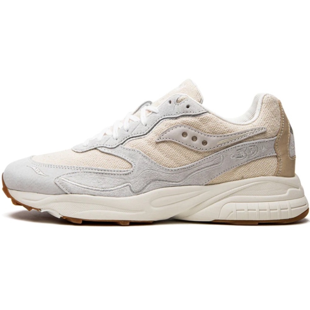 Saucony Cream and Gray Sneakers with Suede and Mesh